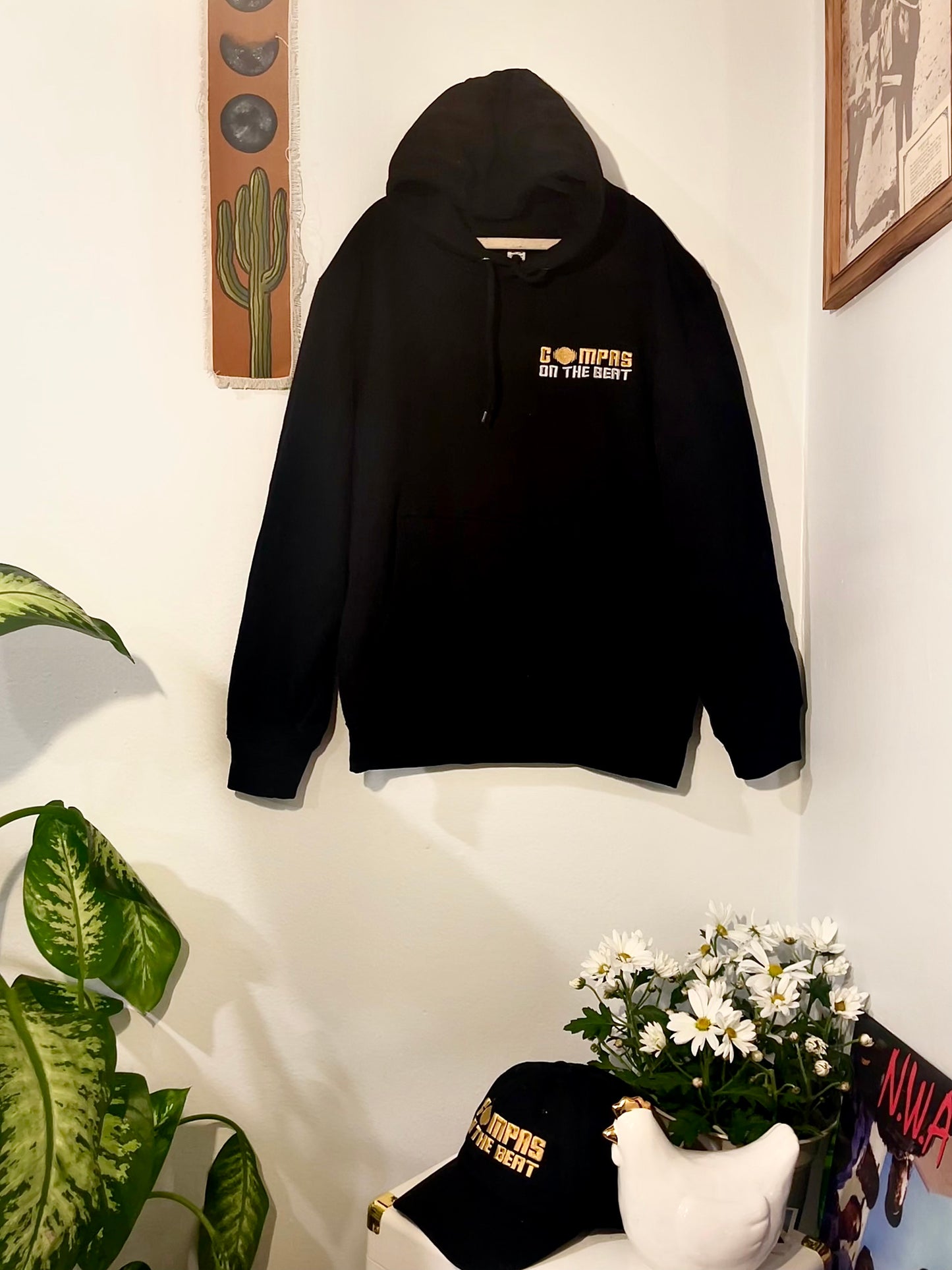 Compas Classic Collection Premium Black Hoodie with Embroidered Logo